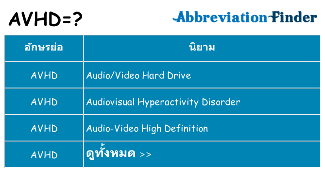 อะไรไม่ avhd ถึง