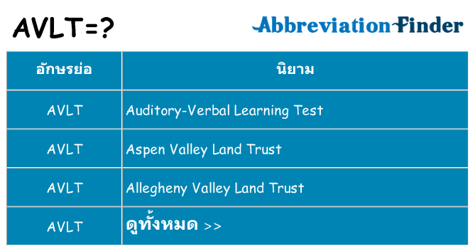 อะไรไม่ avlt ถึง