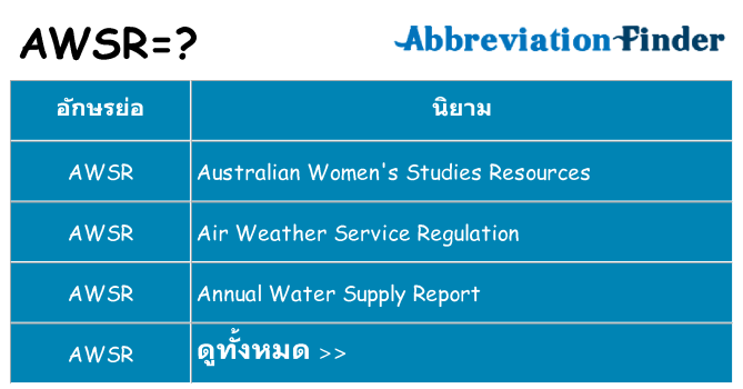 อะไรไม่ awsr ถึง