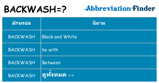 อะไรไม่ backwash ถึง