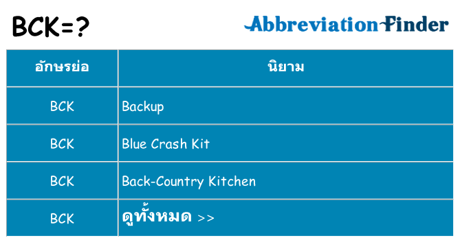 อะไรไม่ bck ถึง
