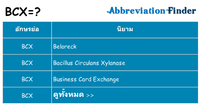 อะไรไม่ bcx ถึง