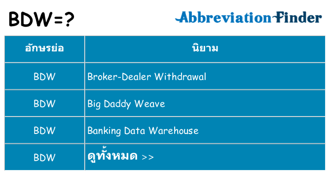 อะไรไม่ bdw ถึง