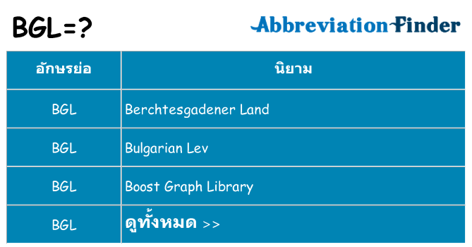 อะไรไม่ bgl ถึง