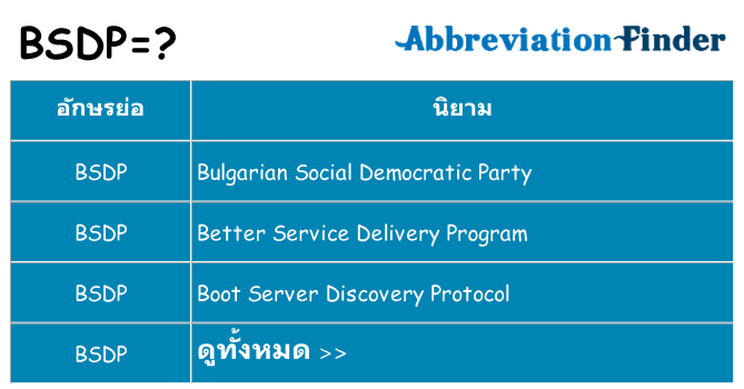 อะไรไม่ bsdp ถึง