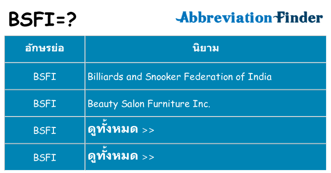 อะไรไม่ bsfi ถึง