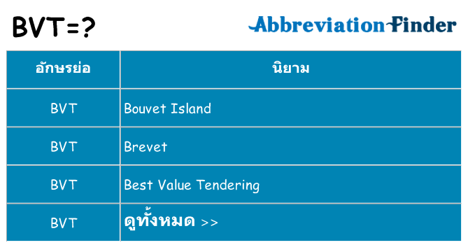 อะไรไม่ bvt ถึง