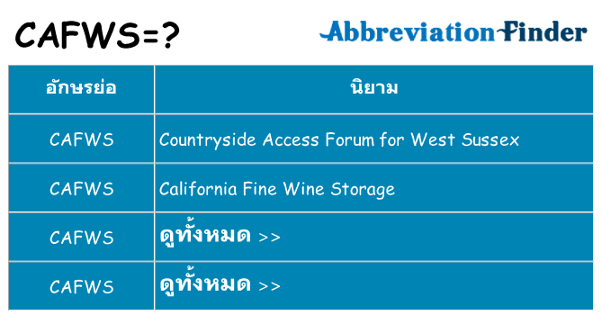 อะไรไม่ cafws ถึง