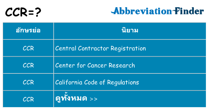 อะไรไม่ ccr ถึง