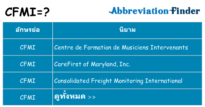 อะไรไม่ cfmi ถึง