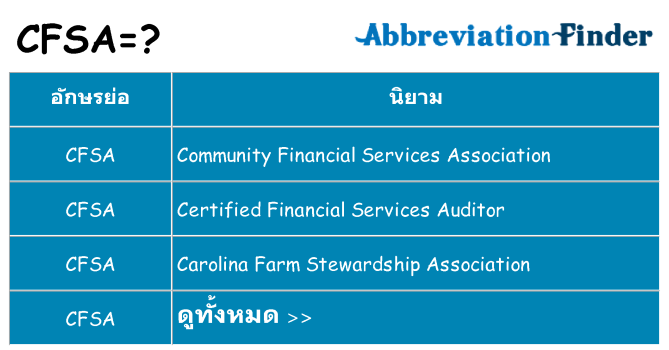 อะไรไม่ cfsa ถึง