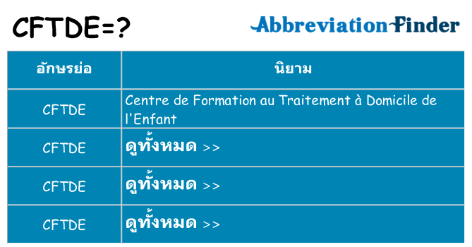 อะไรไม่ cftde ถึง