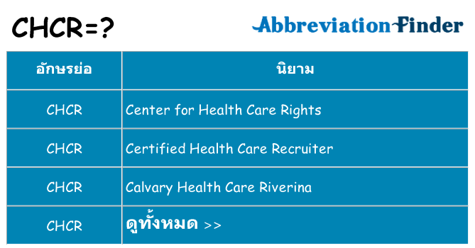 อะไรไม่ chcr ถึง