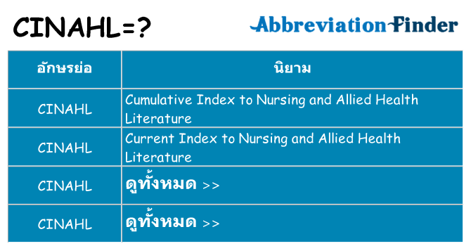 อะไรไม่ cinahl ถึง