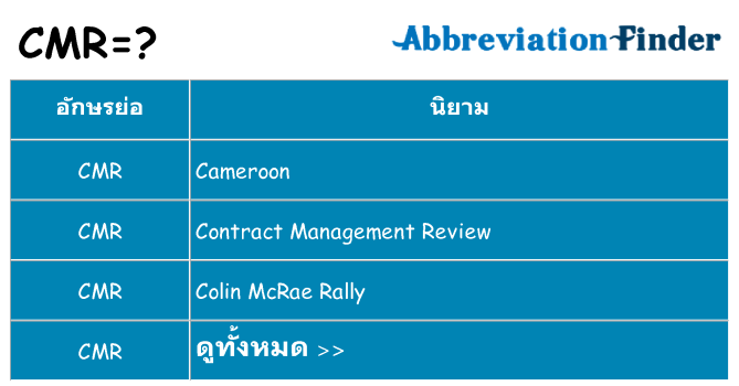 อะไรไม่ cmr ถึง