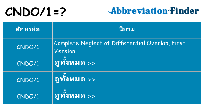 อะไรไม่ cndo1 ถึง