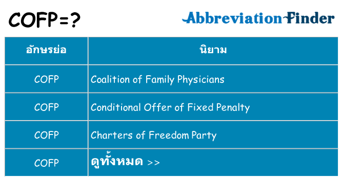 อะไรไม่ cofp ถึง