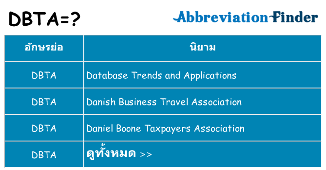 อะไรไม่ dbta ถึง