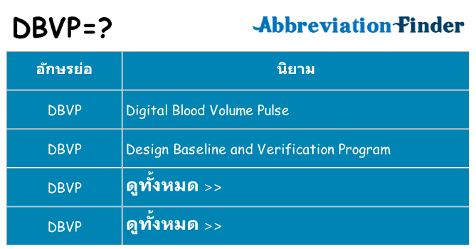 อะไรไม่ dbvp ถึง