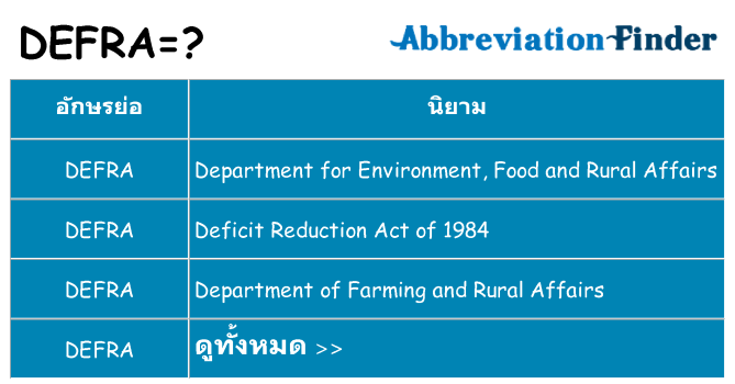 อะไรไม่ defra ถึง