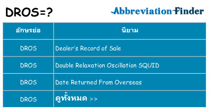 อะไรไม่ dros ถึง