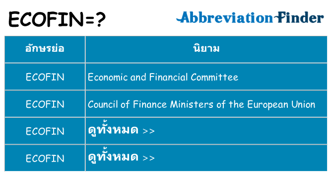อะไรไม่ ecofin ถึง