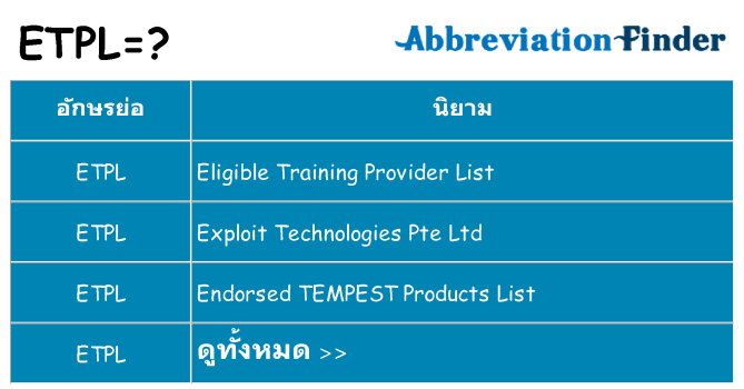 อะไรไม่ etpl ถึง