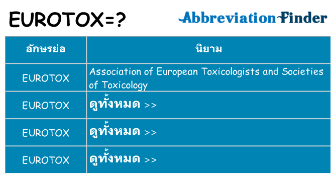 อะไรไม่ eurotox ถึง