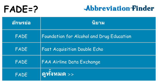 อะไรไม่ fade ถึง