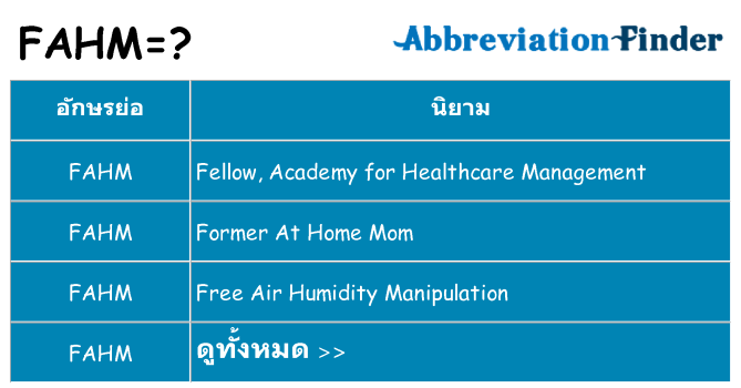 อะไรไม่ fahm ถึง