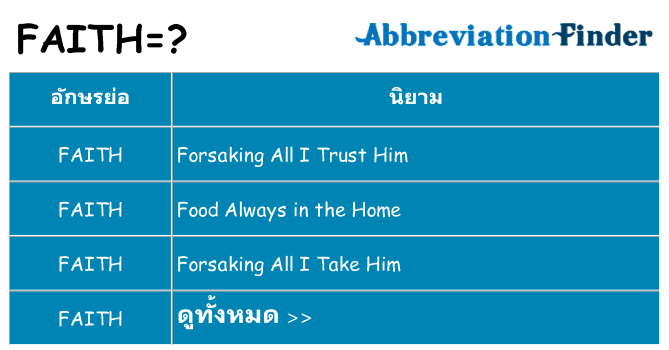 อะไรไม่ faith ถึง