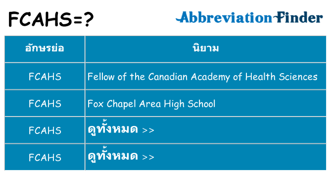 อะไรไม่ fcahs ถึง