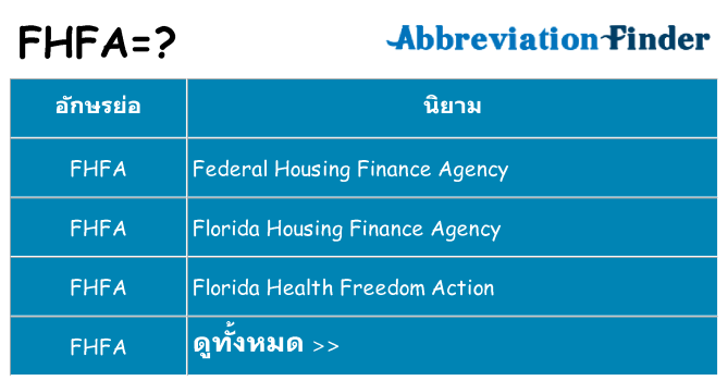 อะไรไม่ fhfa ถึง