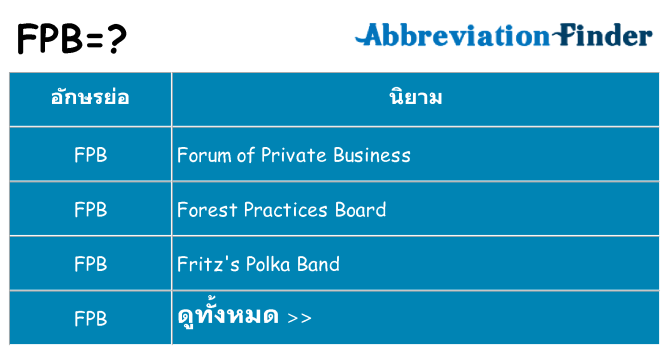 อะไรไม่ fpb ถึง