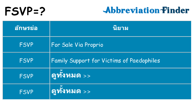 อะไรไม่ fsvp ถึง