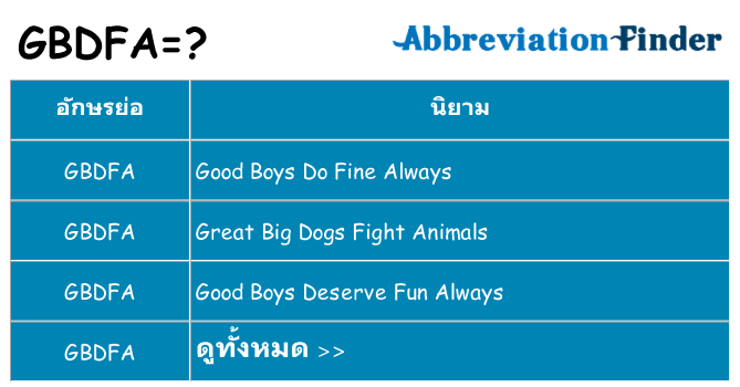 อะไรไม่ gbdfa ถึง