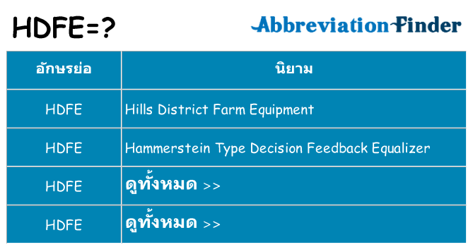 อะไรไม่ hdfe ถึง