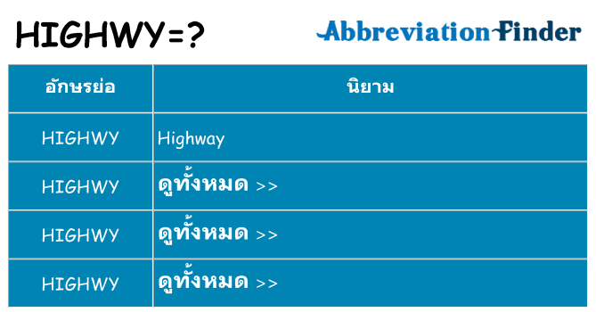 อะไรไม่ highwy ถึง