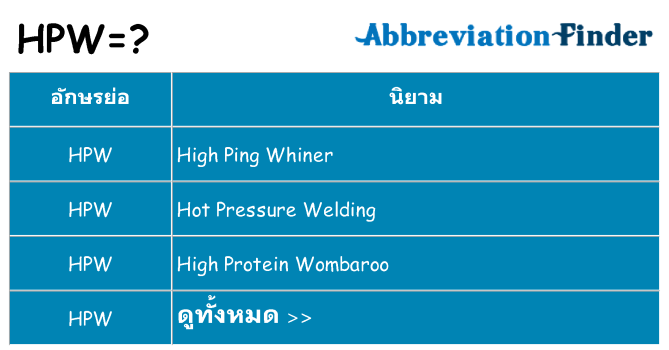 อะไรไม่ hpw ถึง