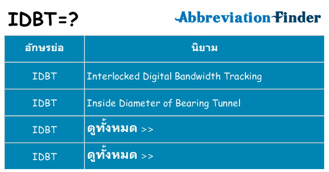 อะไรไม่ idbt ถึง