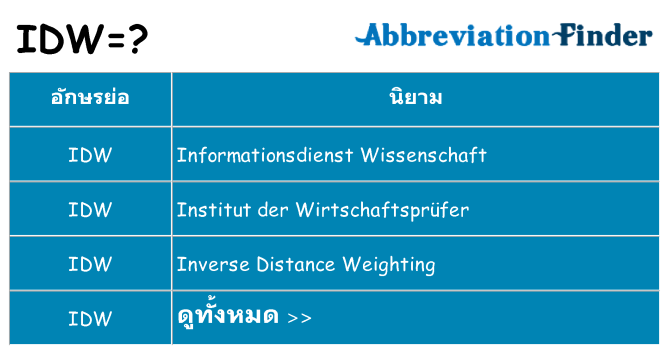 อะไรไม่ idw ถึง