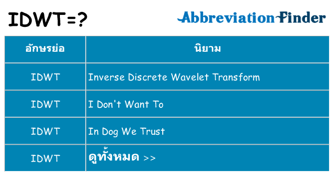 อะไรไม่ idwt ถึง