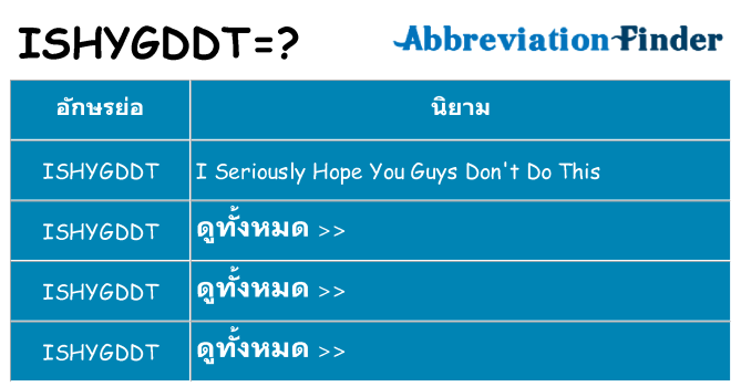 อะไรไม่ ishygddt ถึง
