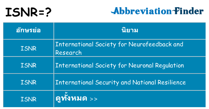 อะไรไม่ isnr ถึง