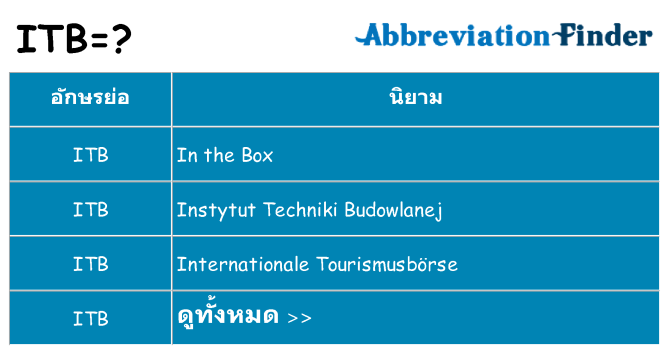 อะไรไม่ itb ถึง