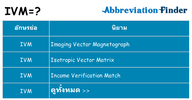 อะไรไม่ ivm ถึง