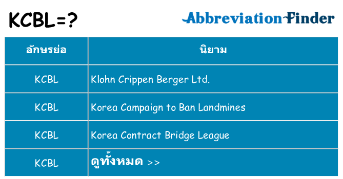 อะไรไม่ kcbl ถึง