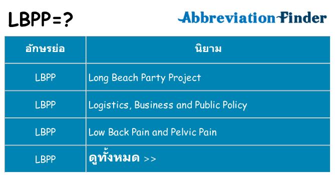 อะไรไม่ lbpp ถึง