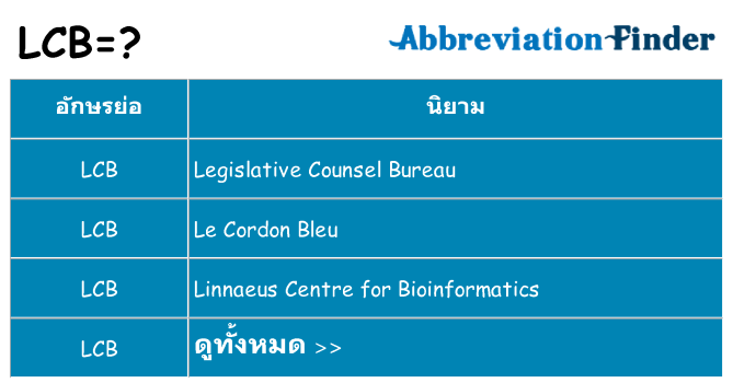 อะไรไม่ lcb ถึง