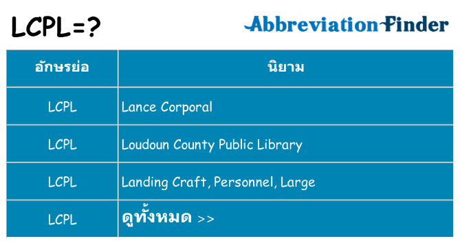 อะไรไม่ lcpl ถึง
